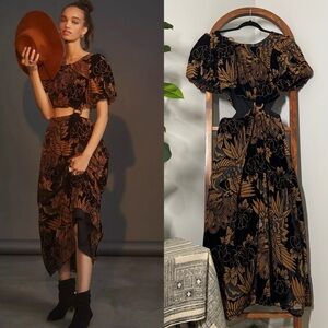 Anthropologie Black and Brown Maxi Dress